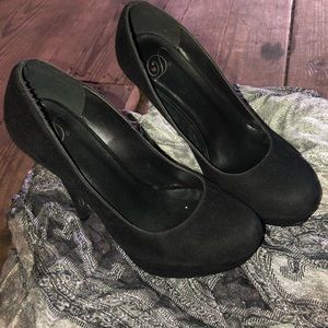 Black Suede Platform Pumps